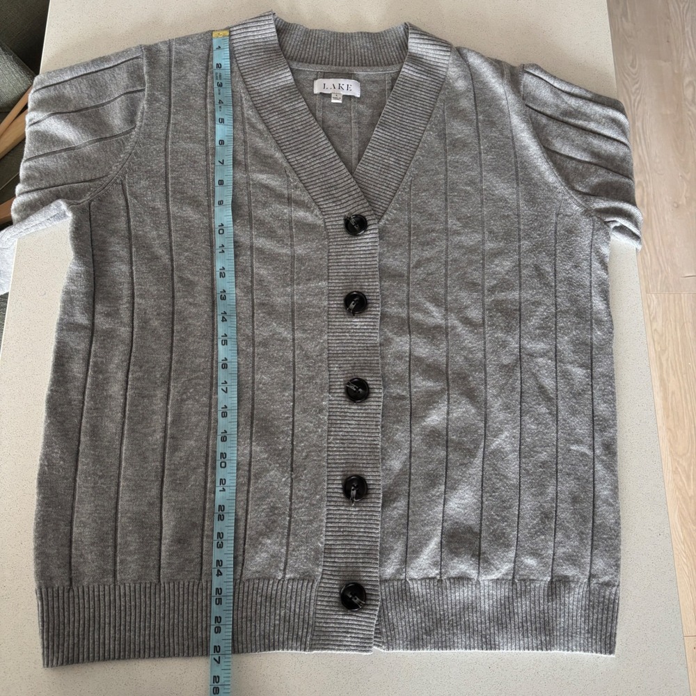 Lake Grey Ribbed Button Up Cardigan Sweater - Picture 9 of 10